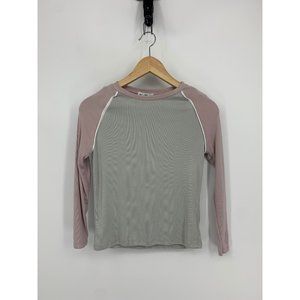 Poof New York Long Sleeve Color Block Ribbed Top NEW